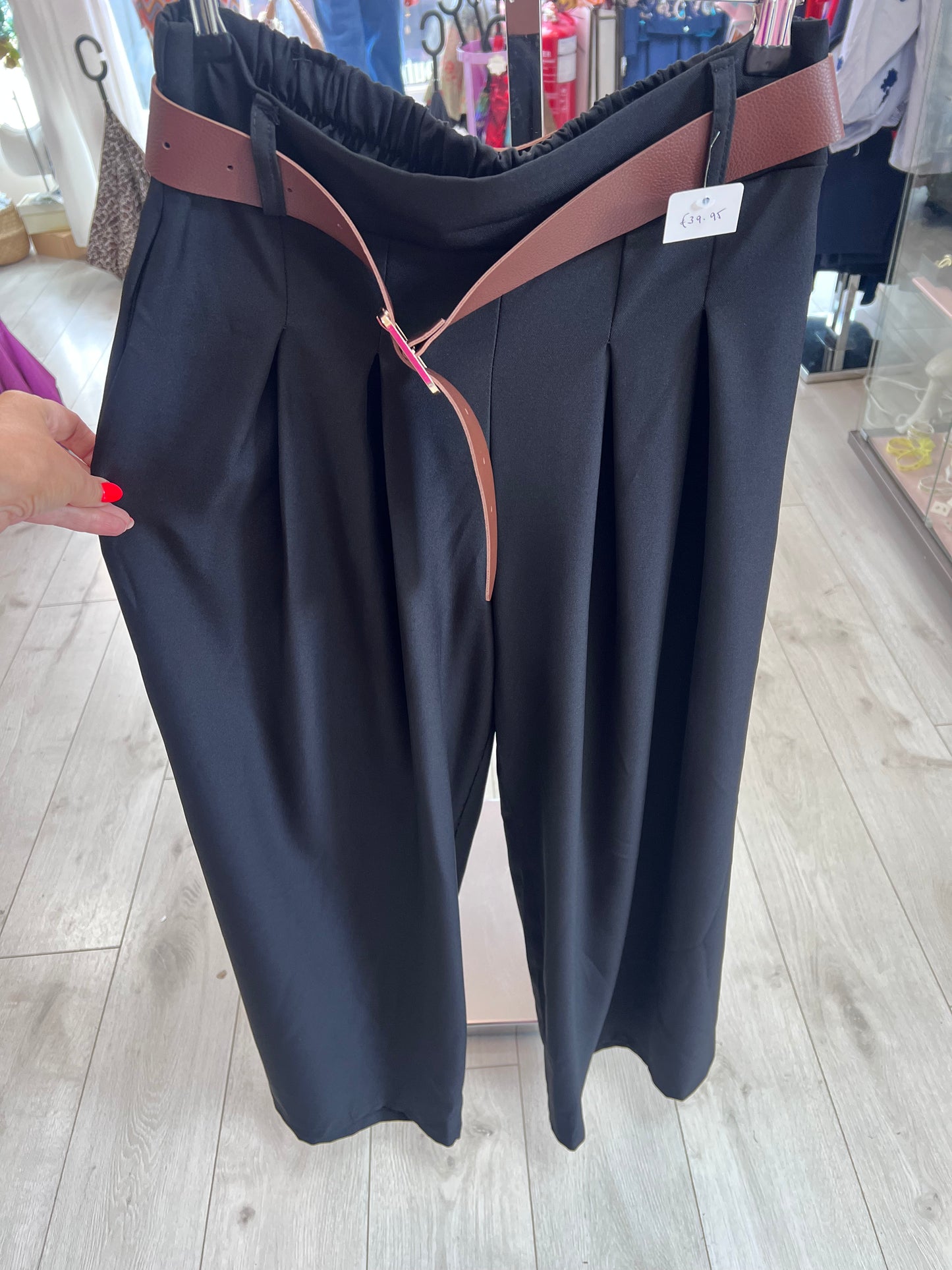 Wide Leg Elasticated Palazzos Belted (4 COLOURS)