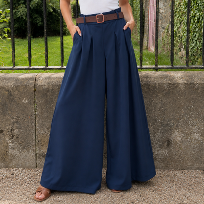 Wide Leg Elasticated Palazzos Belted (4 COLOURS)