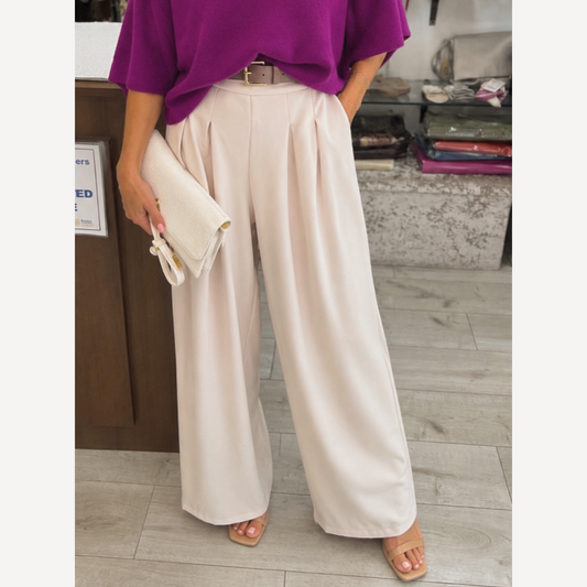Wide Leg Elasticated Palazzos Belted (5 Colours)