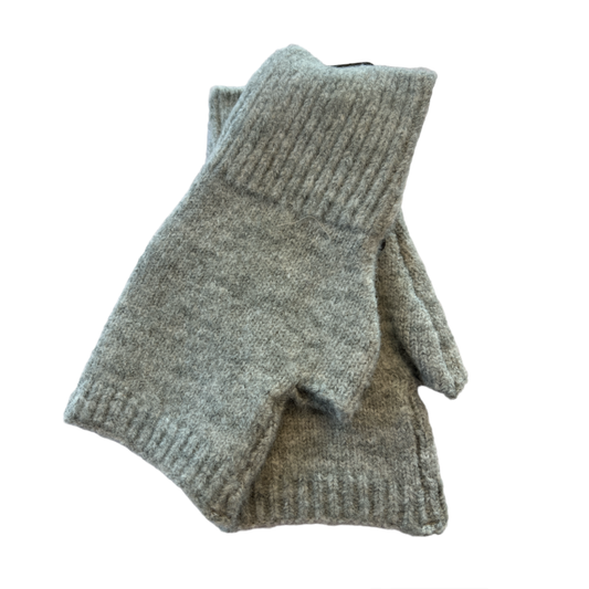 Grey Knit Fingerless Gloves