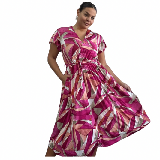 Roma Magic Dress Pink Print (Fits 12-24)