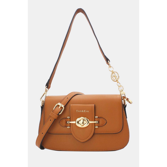 Tan & Gold Leatherette Handbag