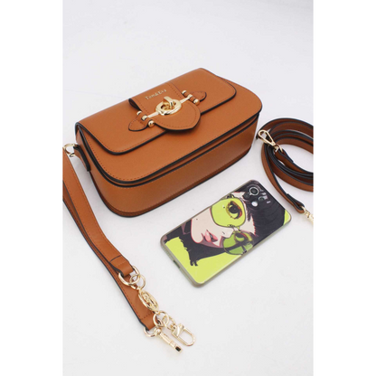 Tan & Gold Leatherette Handbag