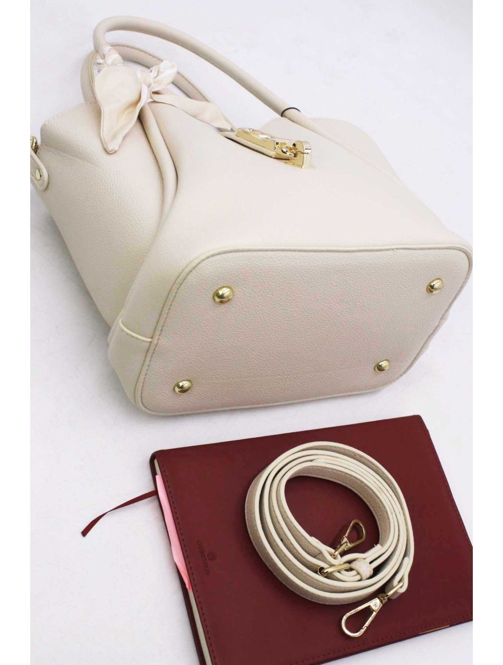 Cream & Gold Handbag Scarf Tie