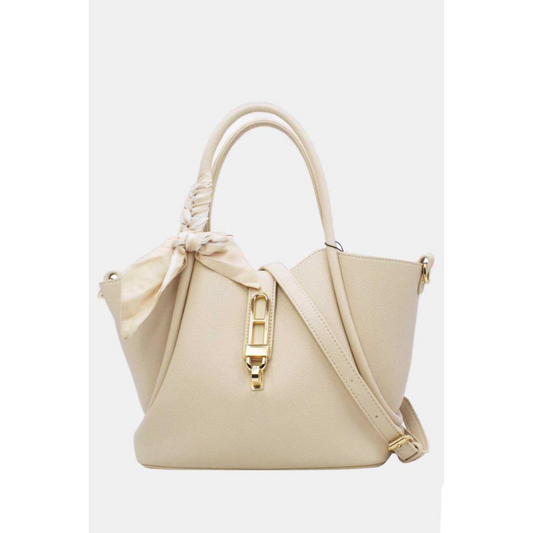 Cream & Gold Handbag Scarf Tie