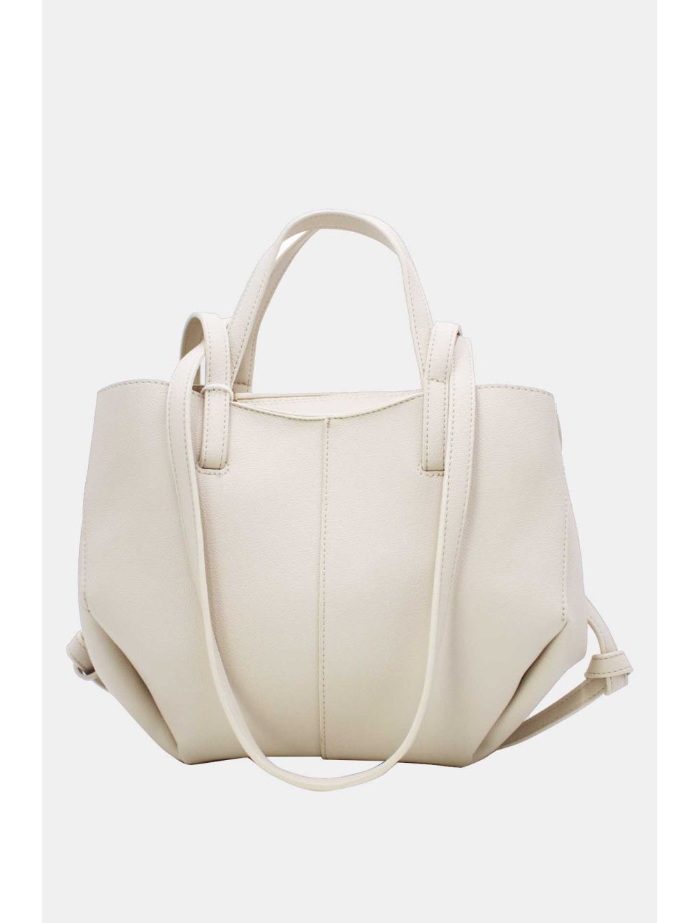 Cream Leatherette Chic Handbag