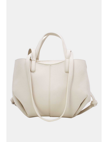 Cream Leatherette Chic Handbag