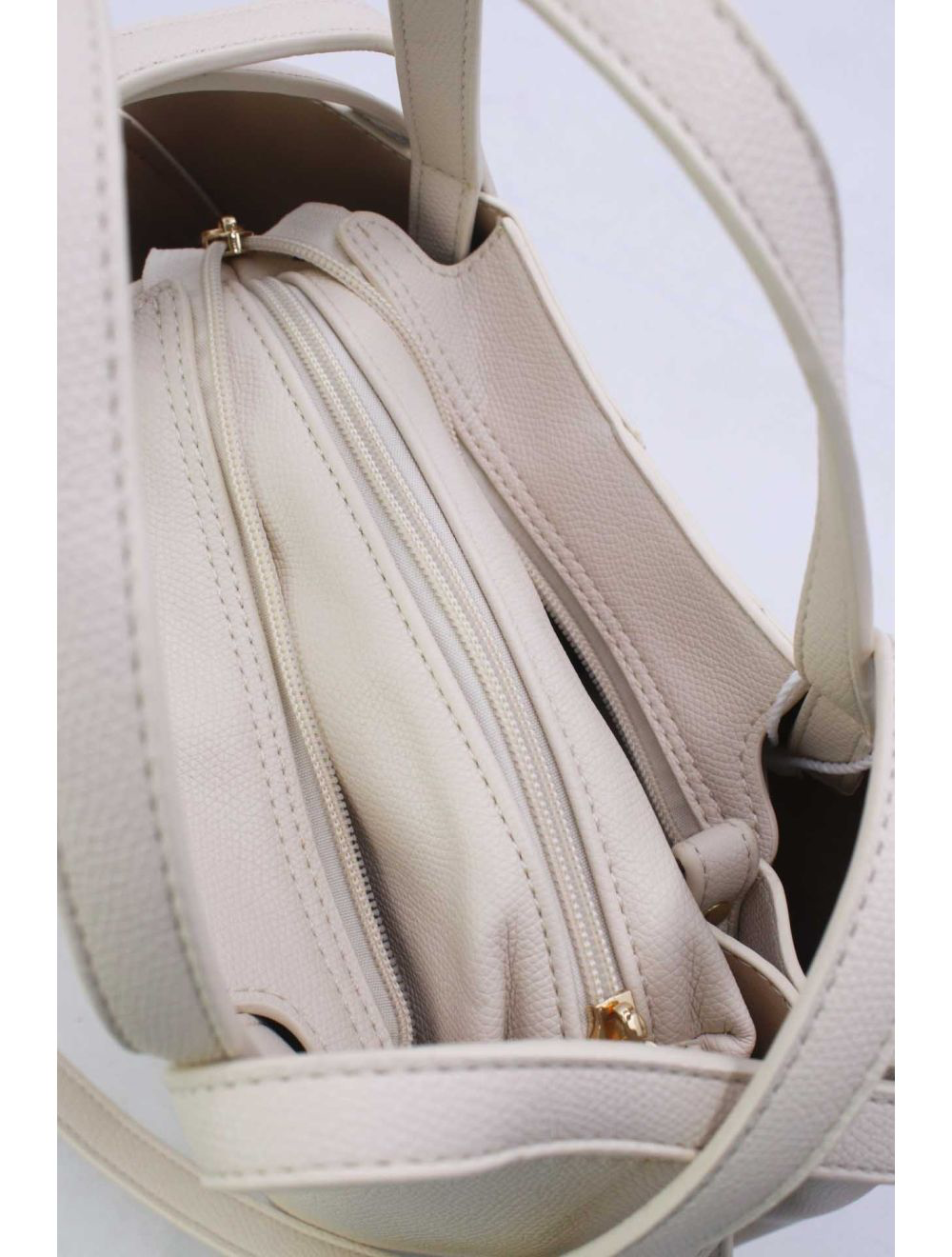 Cream Leatherette Chic Handbag