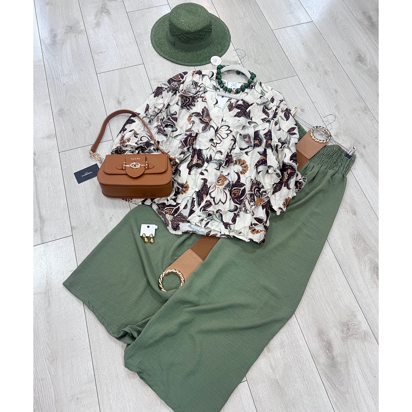Autumn Bloom Ruffle Blouse Cream Floral (Sizes 8-22)