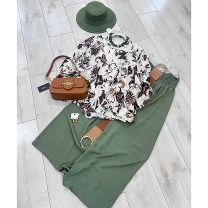 Autumn Bloom Ruffle Blouse Cream Floral (Sizes 8-22)