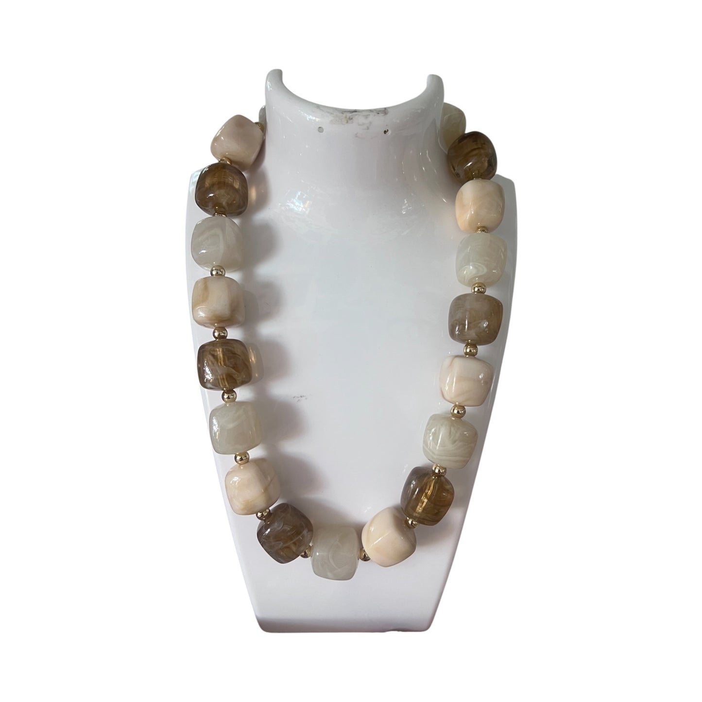 Beige & Taupe Beaded Necklace