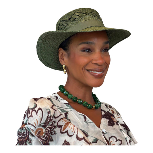 Khaki Green Woven Hat