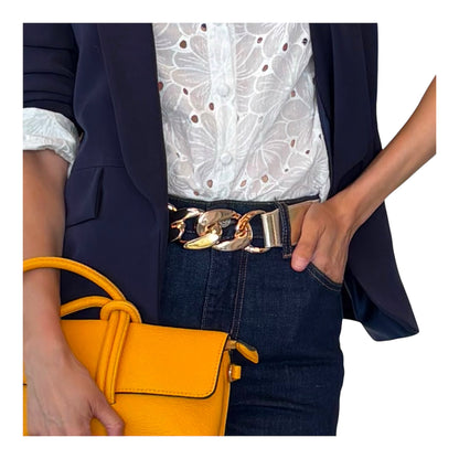 Gold Metallic Elasticated Curb Belt