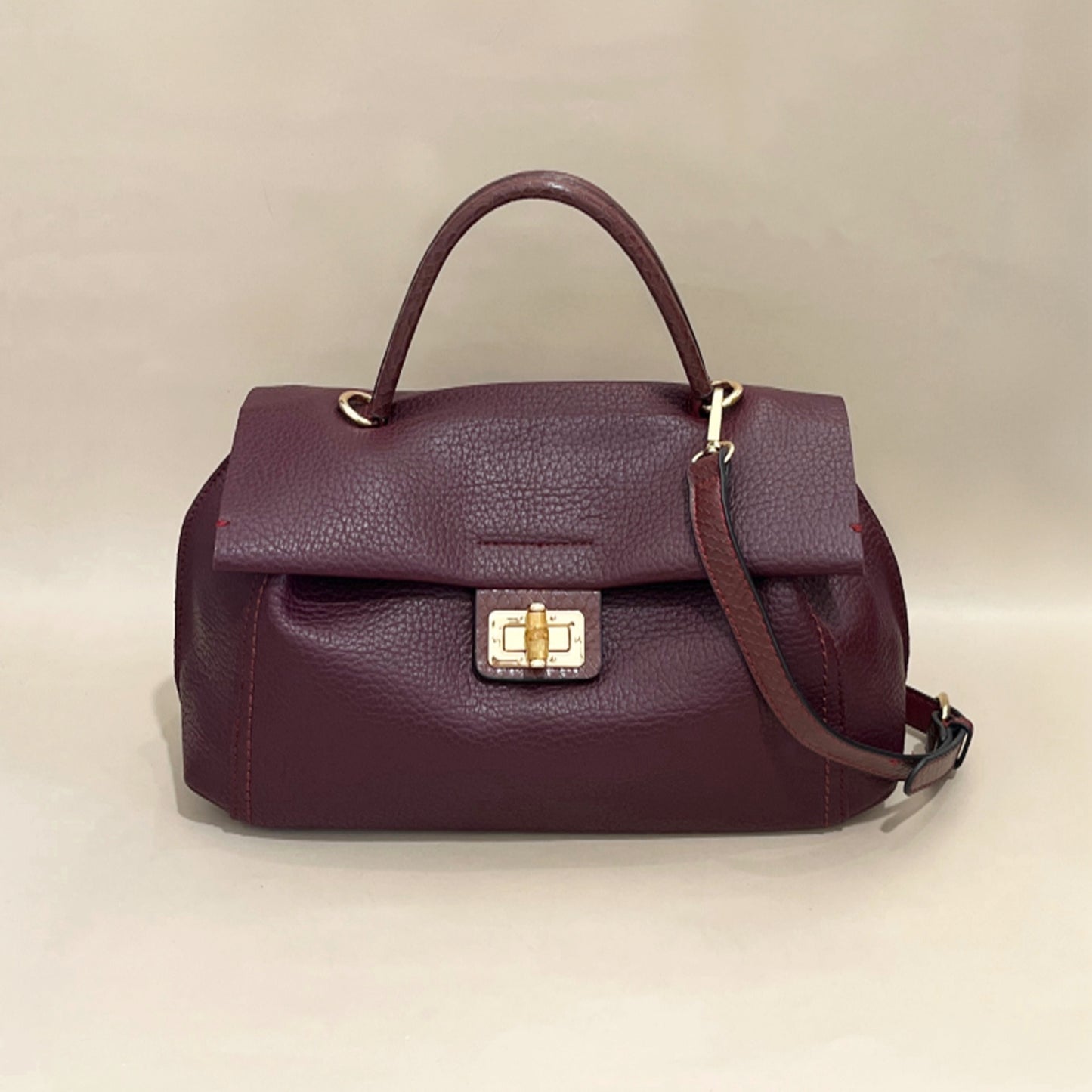 Plum Soft Leatherette Handbag/Crossbody