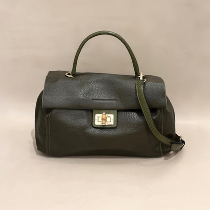 Khaki Green Soft Leatherette Handbag/Crossbody