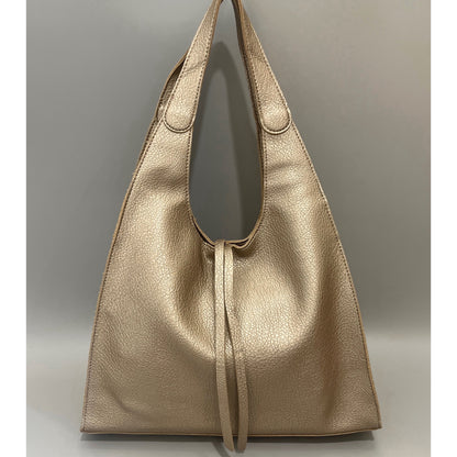 Light Taupe Soft Leatherette Shoulder Bag