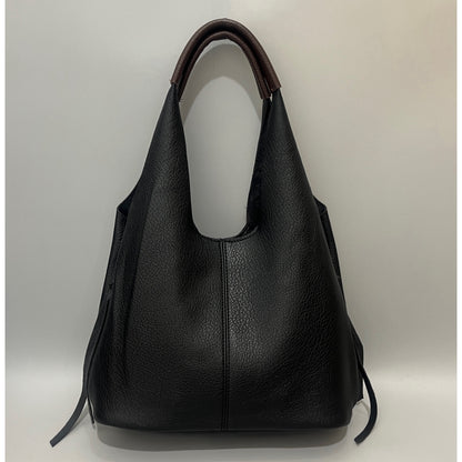 Black Soft Leatherette Shoulder Bag