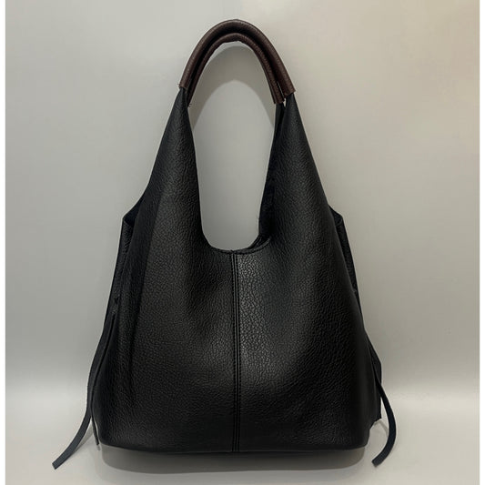 Black Soft Leatherette Shoulder Bag