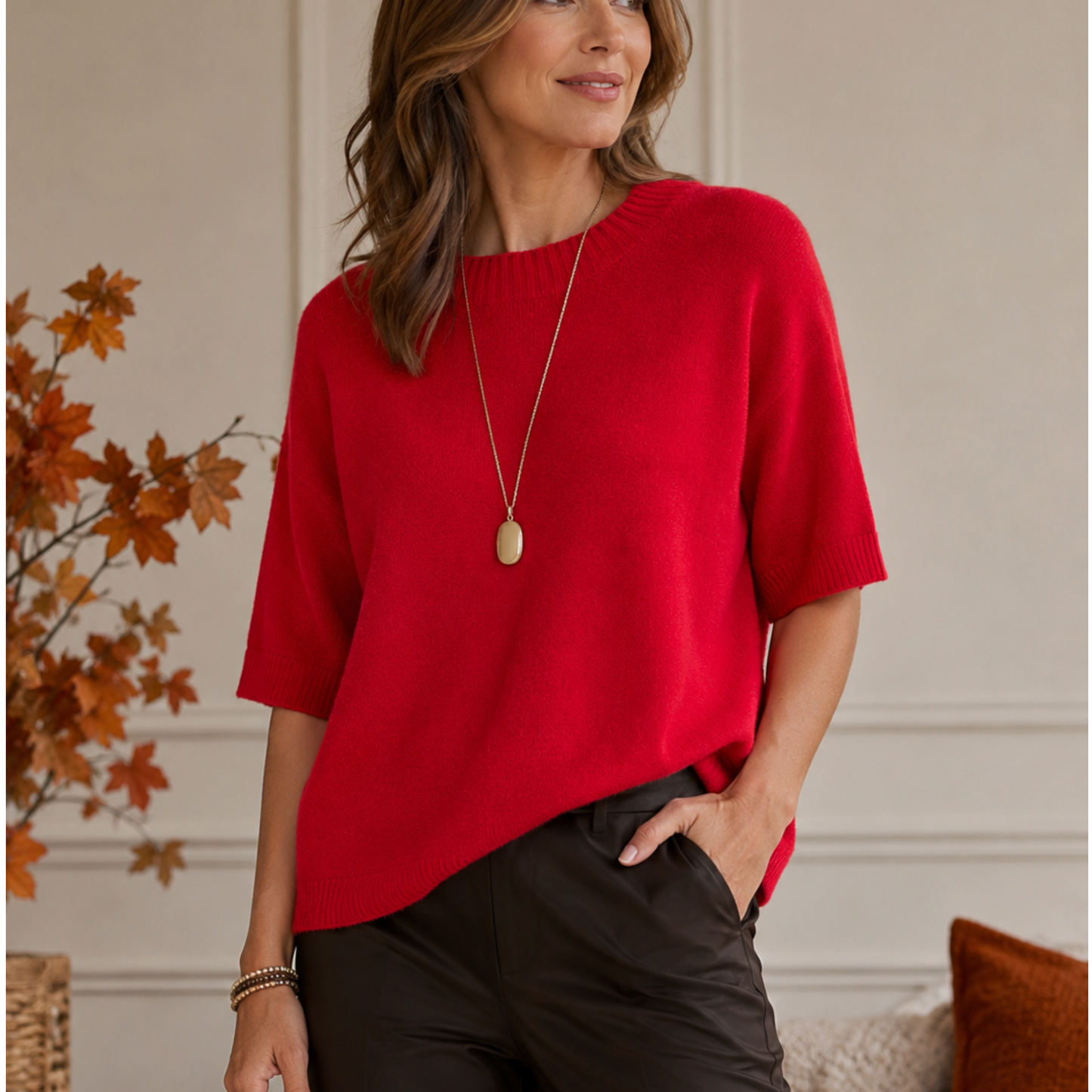 DECK Red Half Sleeve Knitted Jumper (5 Colours)