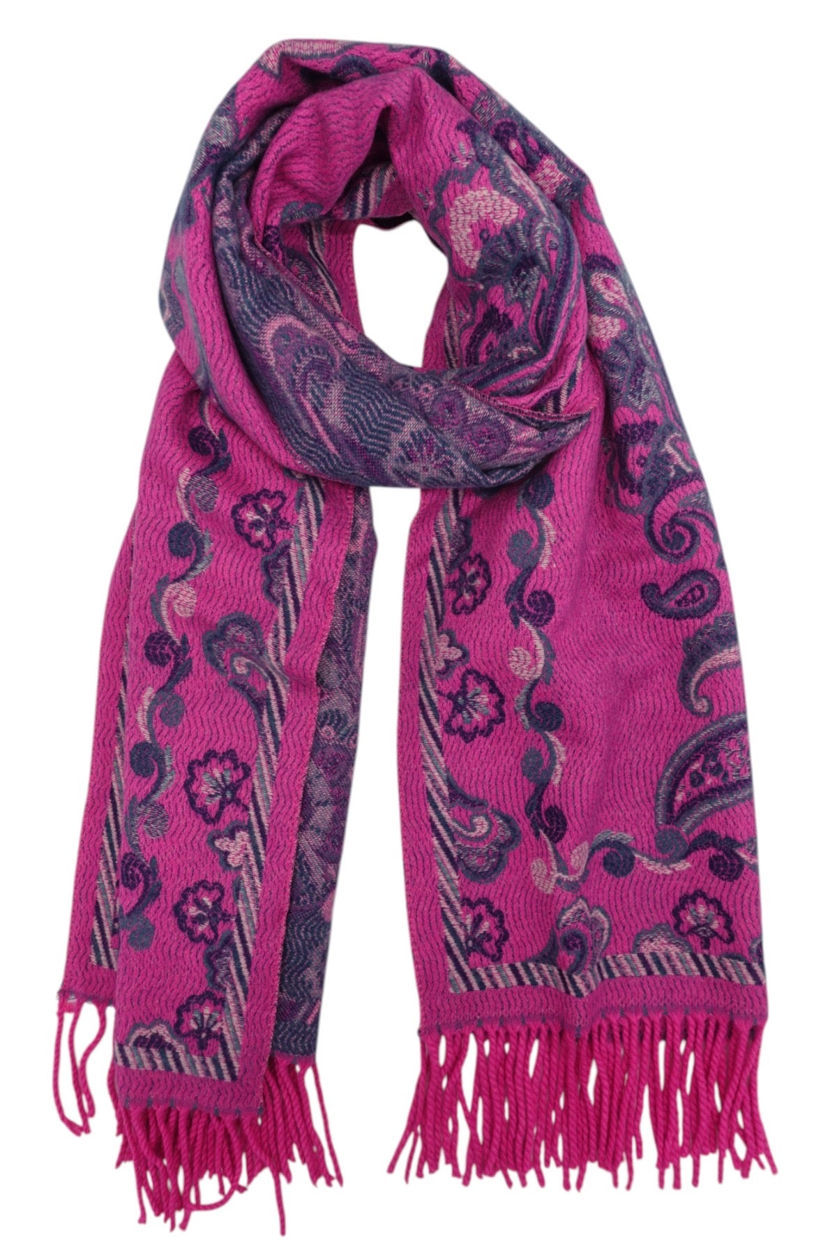 Paisley Pashmina Pink & Navy