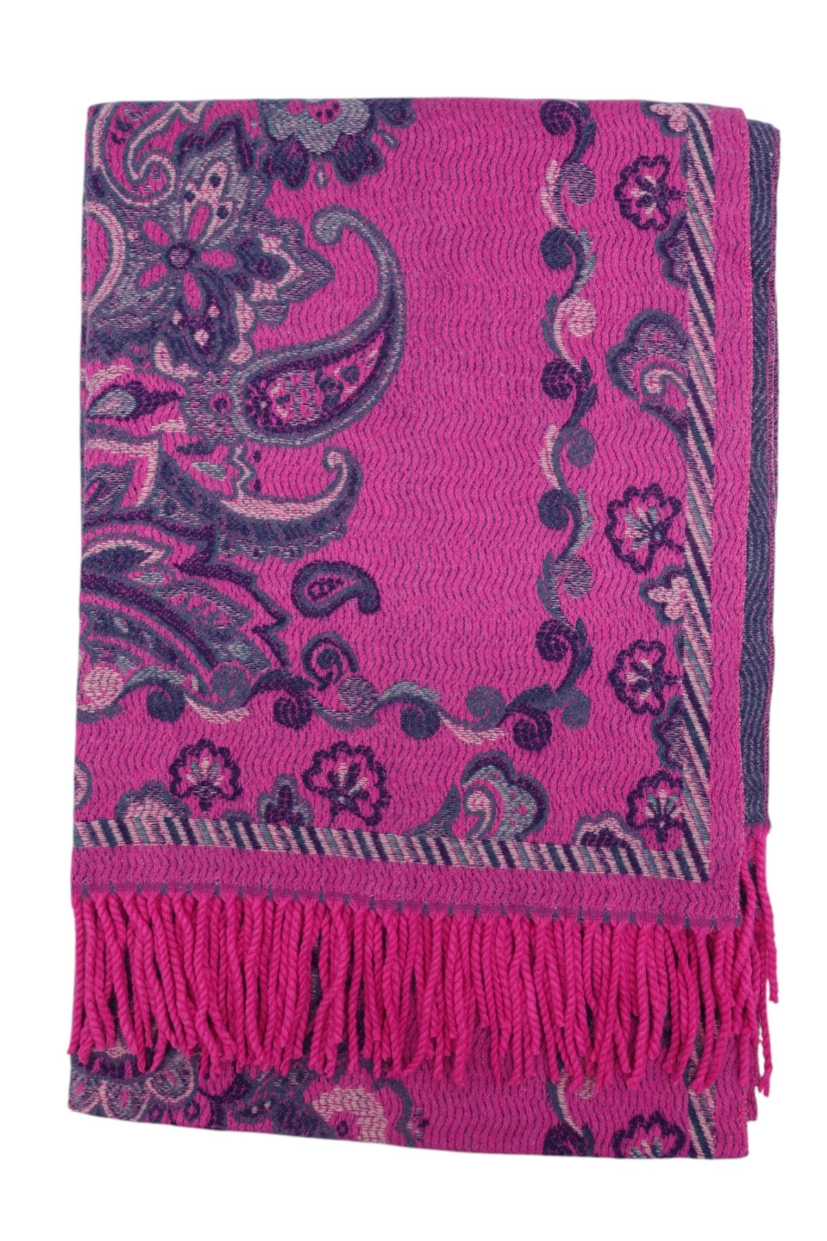 Paisley Pashmina Pink & Navy
