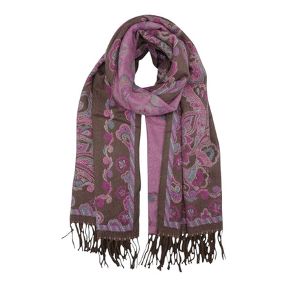Paisley Pashmina Khaki & Pink