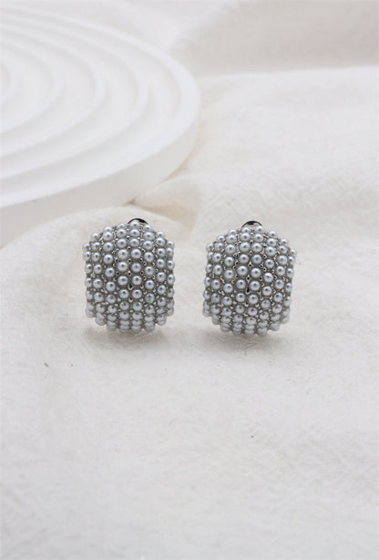 Pearl & Silver Cluster Clip On Earrings