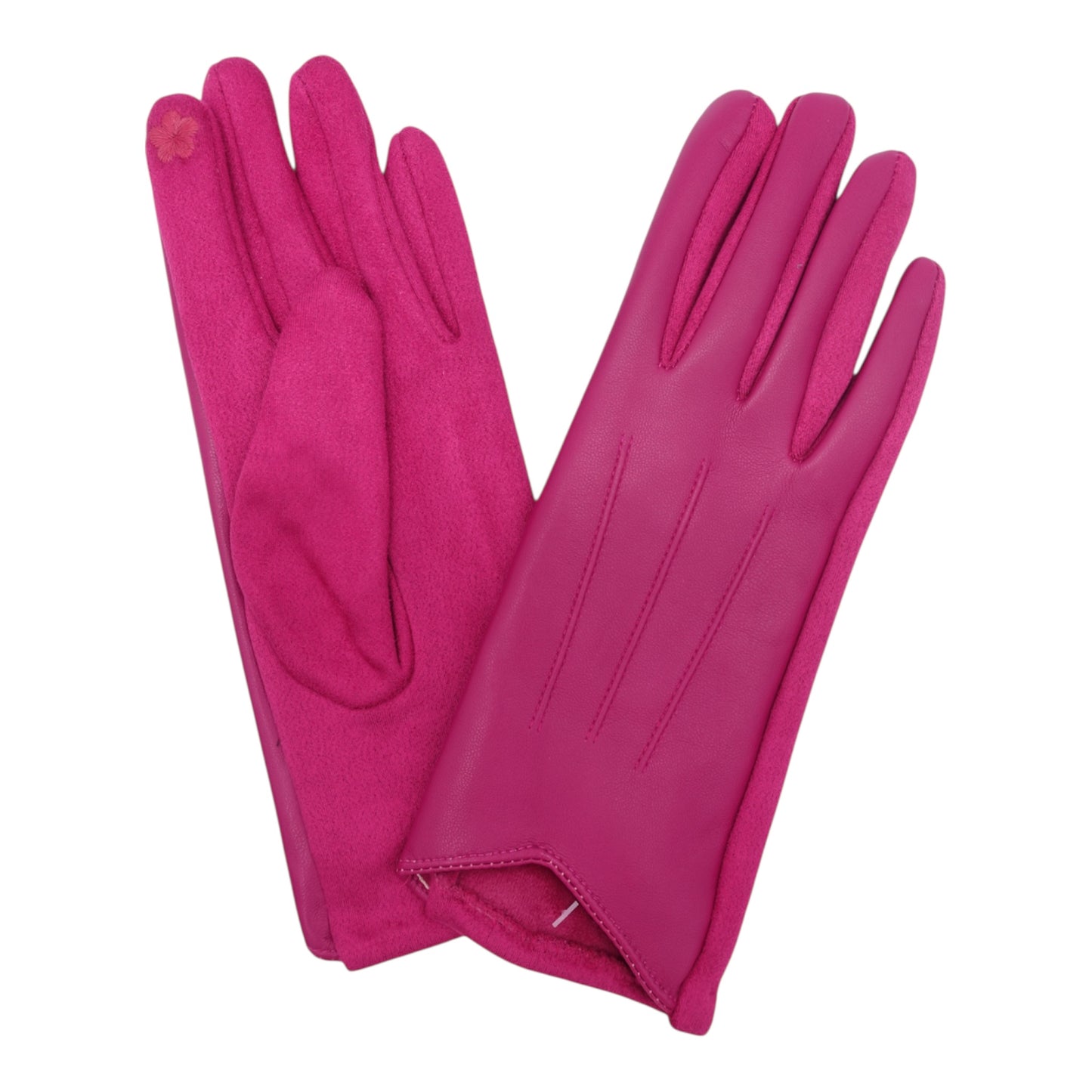 Cerese Pink Leatherette & Suedette Gloves