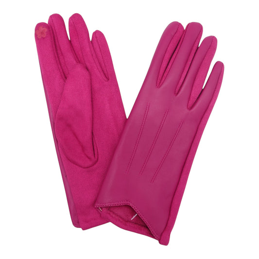 Cerese Pink Leatherette & Suedette Gloves