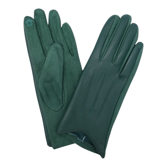 Green Leatherette & Suedette Gloves