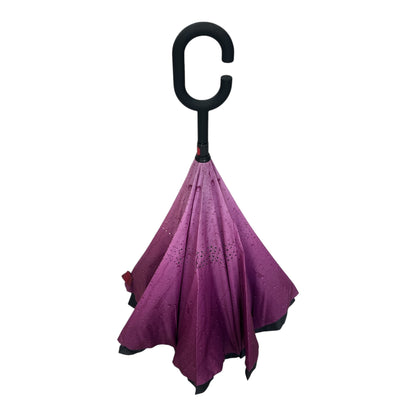 Upside Down Umbrella Purple & Black Rainy Design