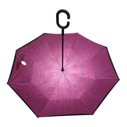 Upside Down Umbrella Purple & Black Rainy Design