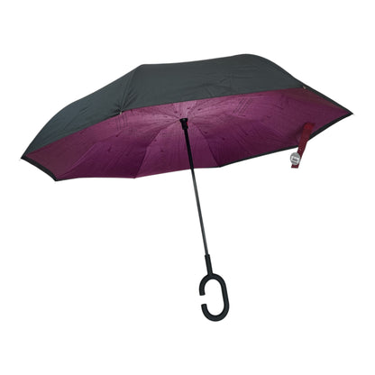 Upside Down Umbrella Purple & Black Rainy Design