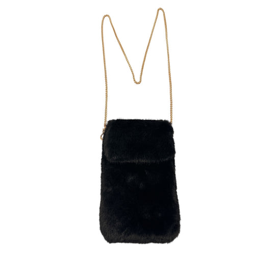 Faux Fur Mobile Phone Shoulder Bag Black