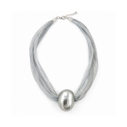 Silver Ball Statement Mesh Necklace
