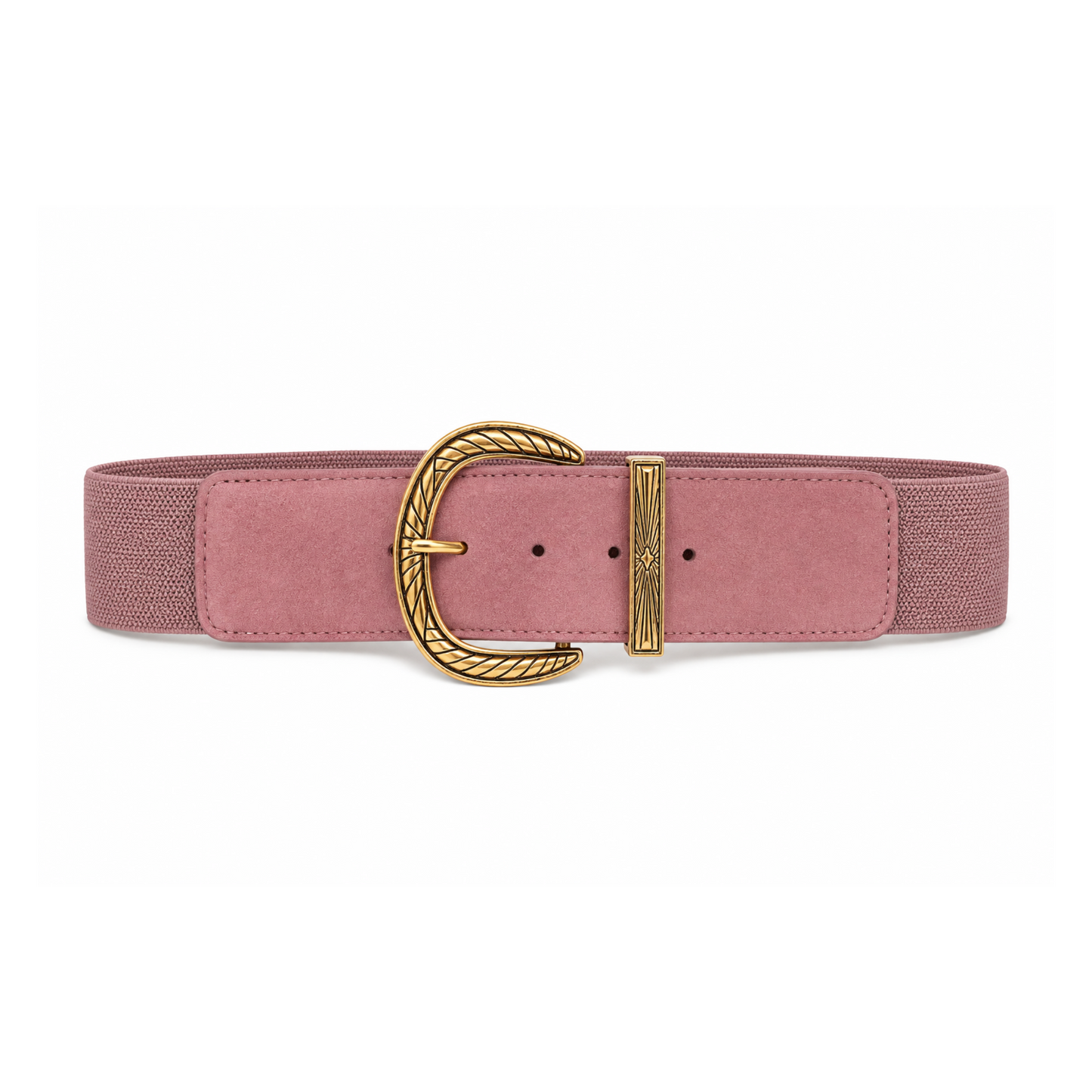 Dusty Pink Suedette & Gold Stretch Belt