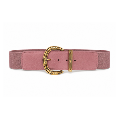 Dusty Pink Suedette & Gold Stretch Belt