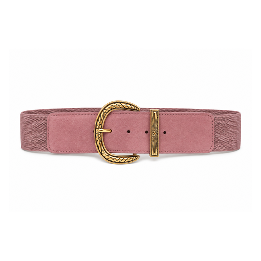Dusty Pink Suedette & Gold Stretch Belt
