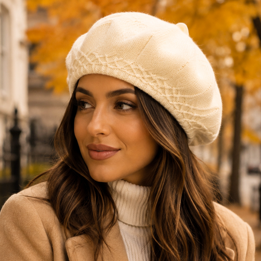 Creamy Buttermilk Knitted Beret