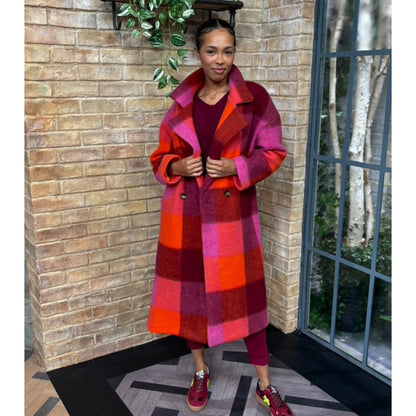 Oversized Checked Coat Orange (Fits 12-20)