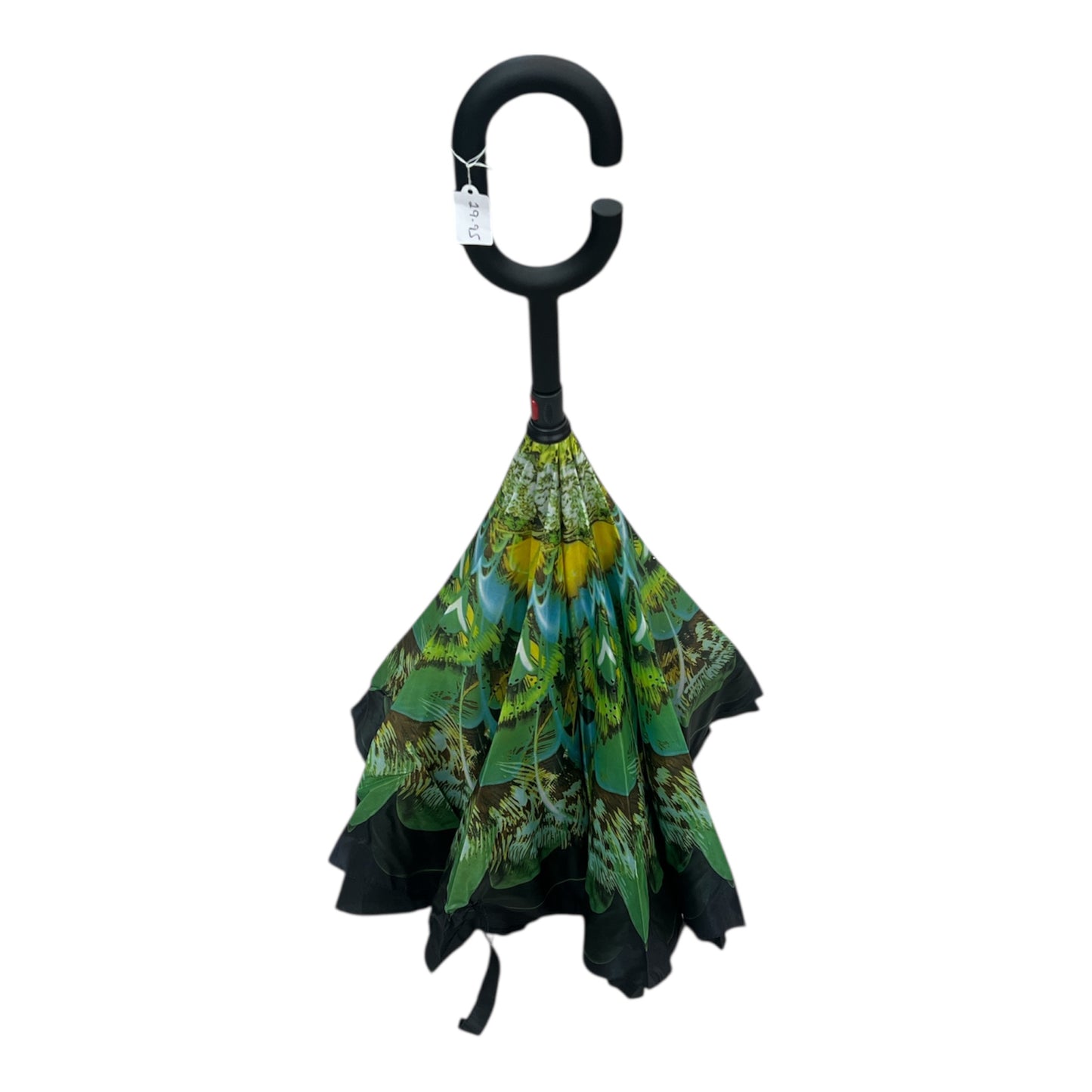 Upside Down Umbrella Green & Mustard Flower