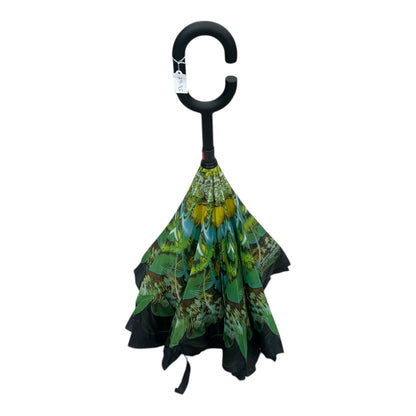 Upside Down Umbrella Green & Mustard Flower