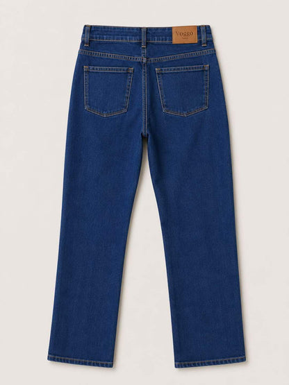 Margo Dark Denim Blue Straight Leg Jeans Pocket Front