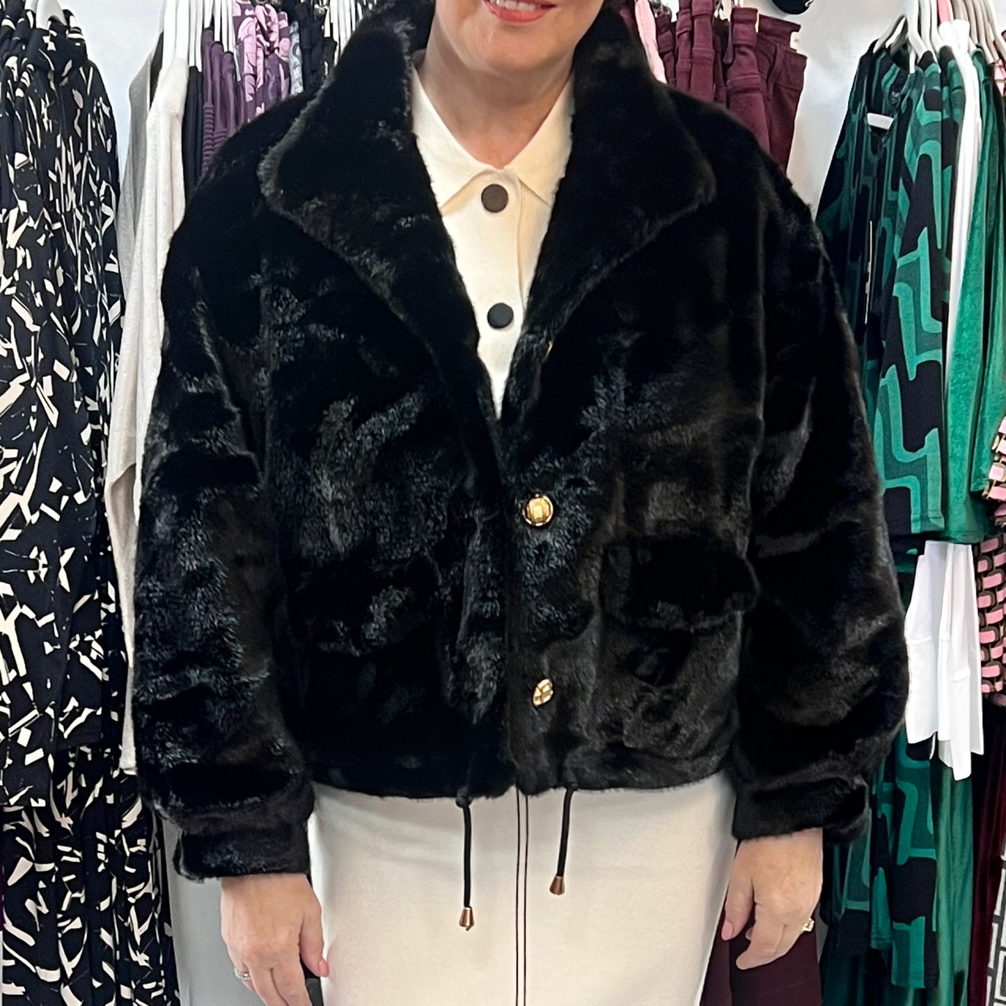 Black Faux Fur Short Jacket