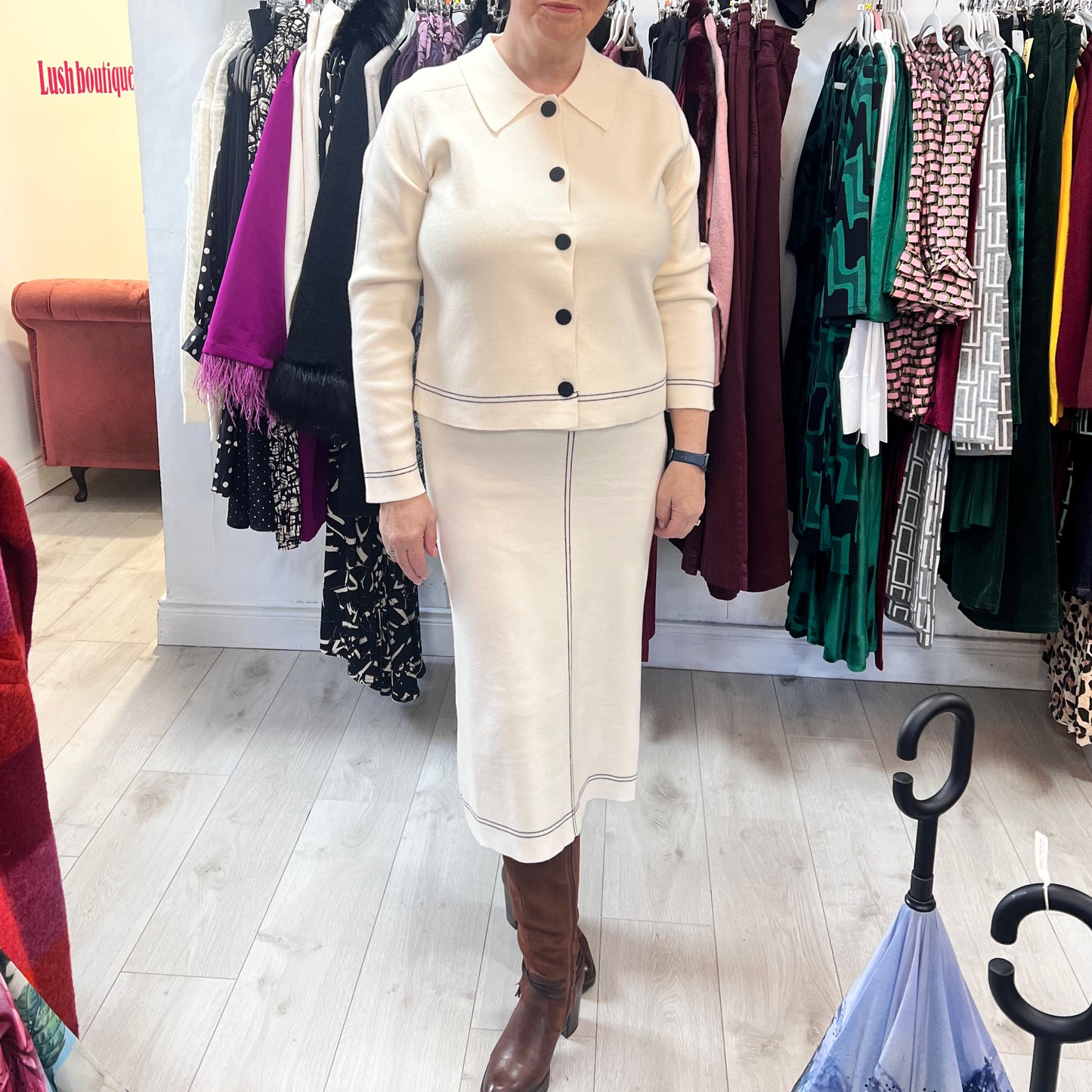 Azara Winter White & Black Knit Co-Ord