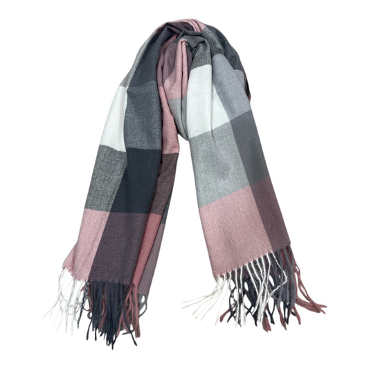 Checked Multicoloured Scarf Dusty Pink