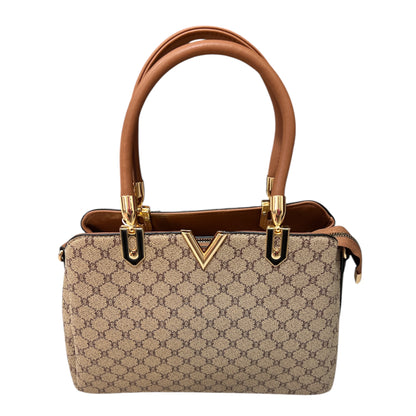 Beige & Tan Handbag Gold V