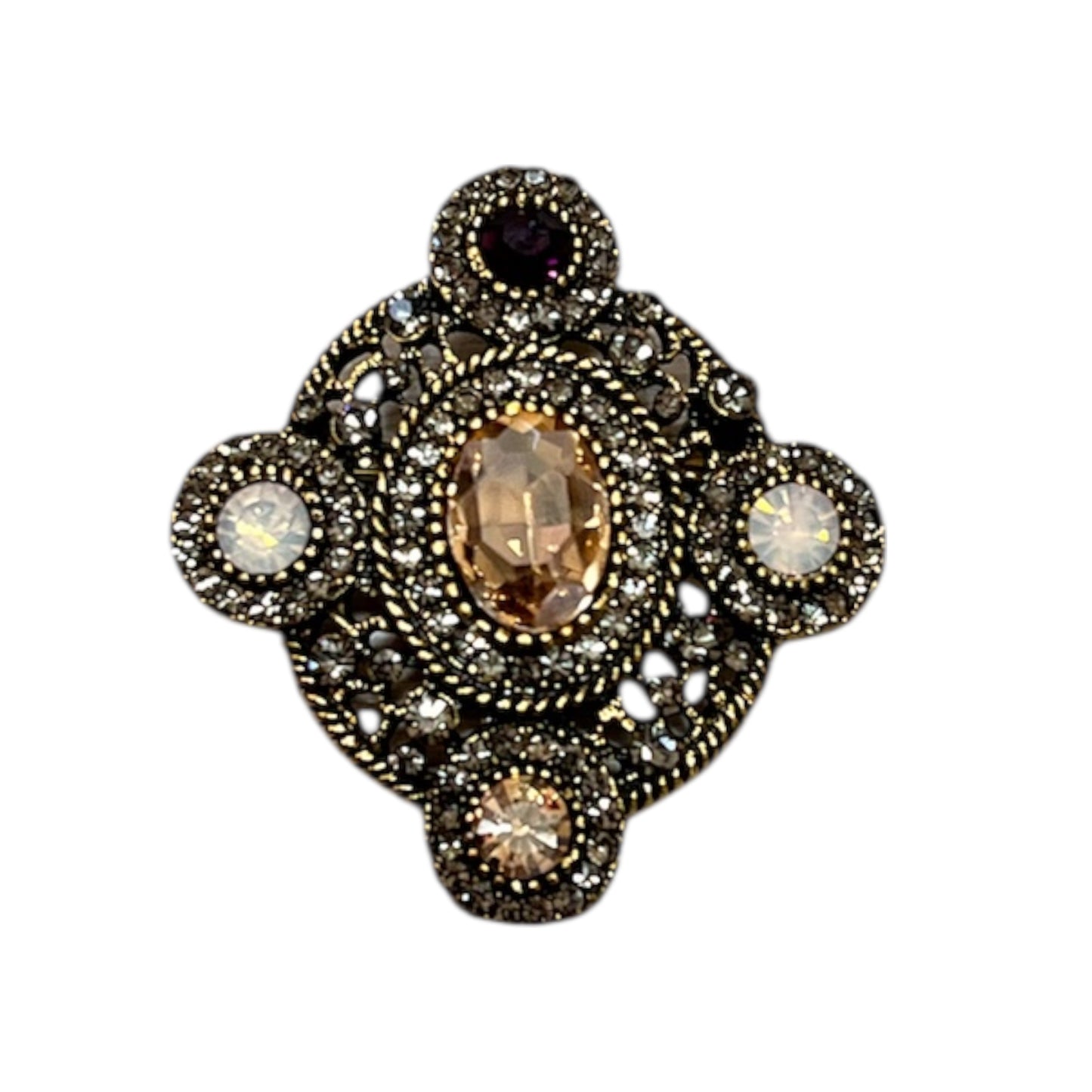 Vintage Style Brooch Gold & Purple