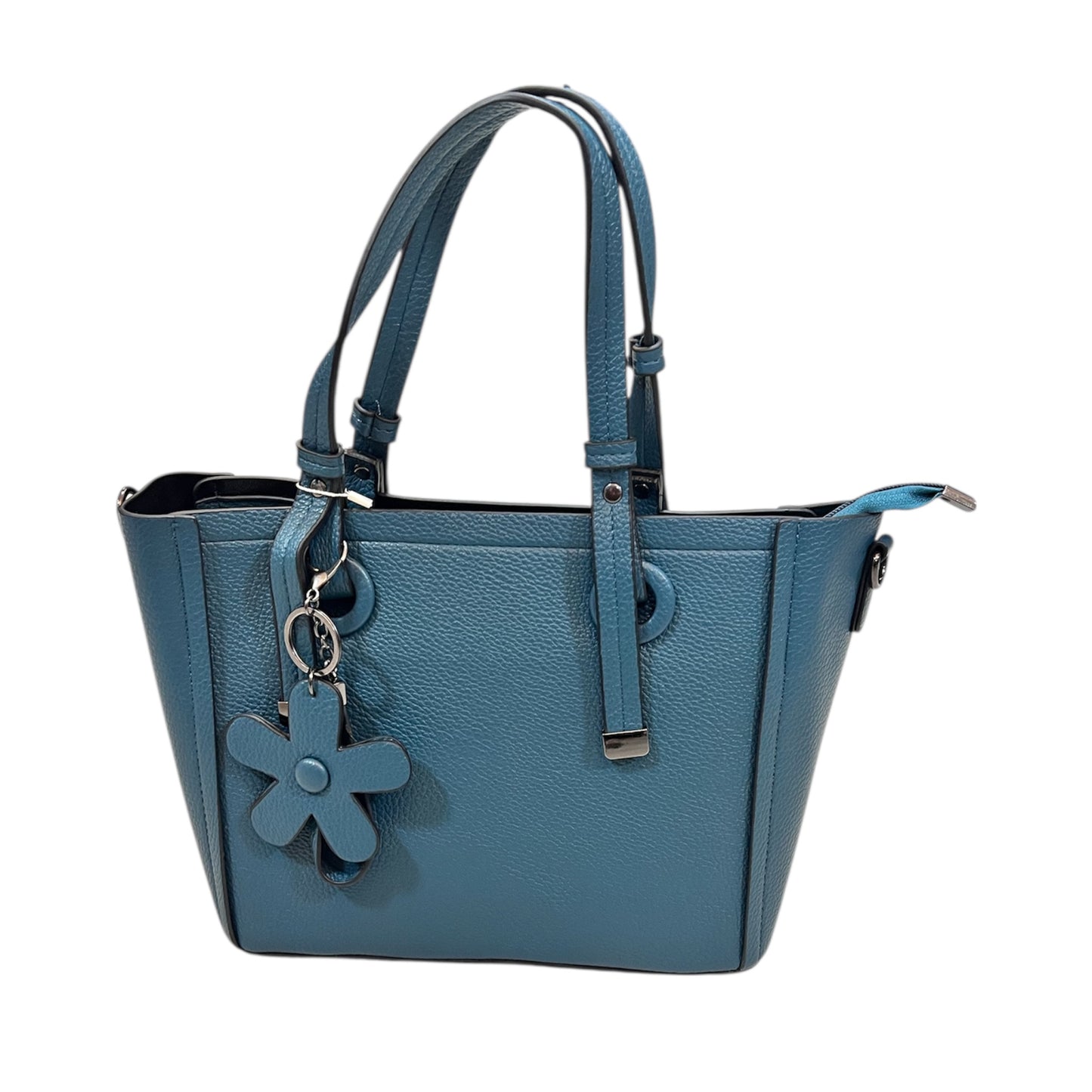 Teal Tote Bag Flower Charm