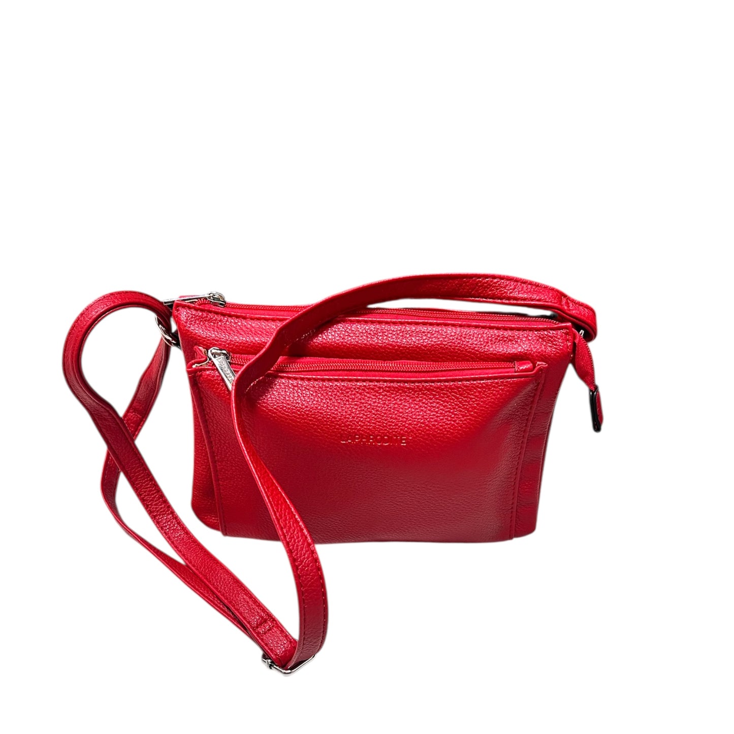Red Leatherette Crossbody Bag
